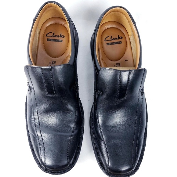 Clarks Mens Loafers Shoes Size 8.5 M Black Leather - Picture 4 of 8